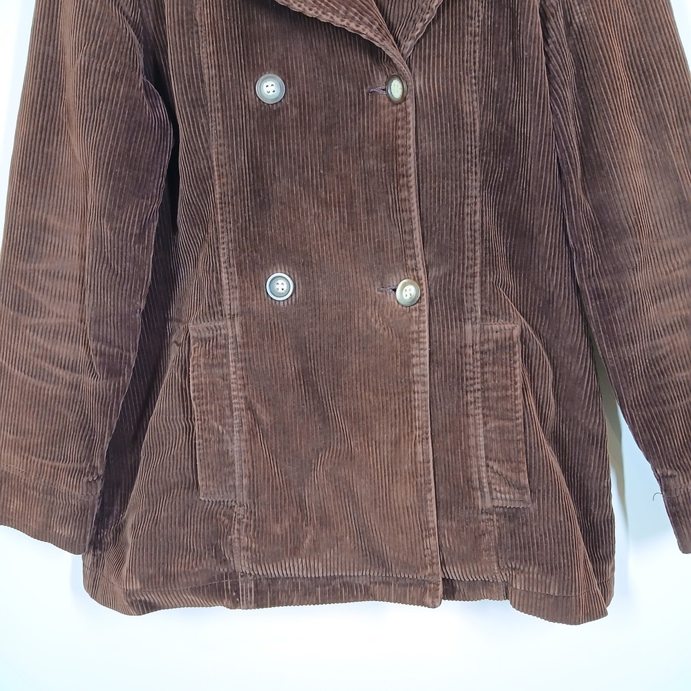 Castro Concept Corduroy Pea Coat Women 8 Brown Cotton Double Breasted Jacket - Picture 4 of 9